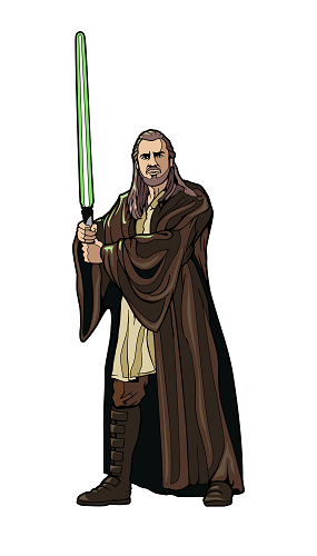 Figpin – Star Wars – The Phanton Menace – Qui-Gon Jinn 1737 – Sammelnadel mit Premium-Vitrine (SDCC 2024)