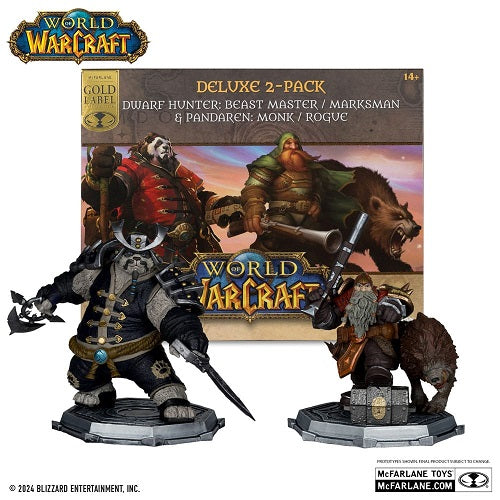 Mc Farlane Toys - World of Warcraft - Dwarf Hunter: Beast Master & Pandaren: Monk (GOLD LABEL)